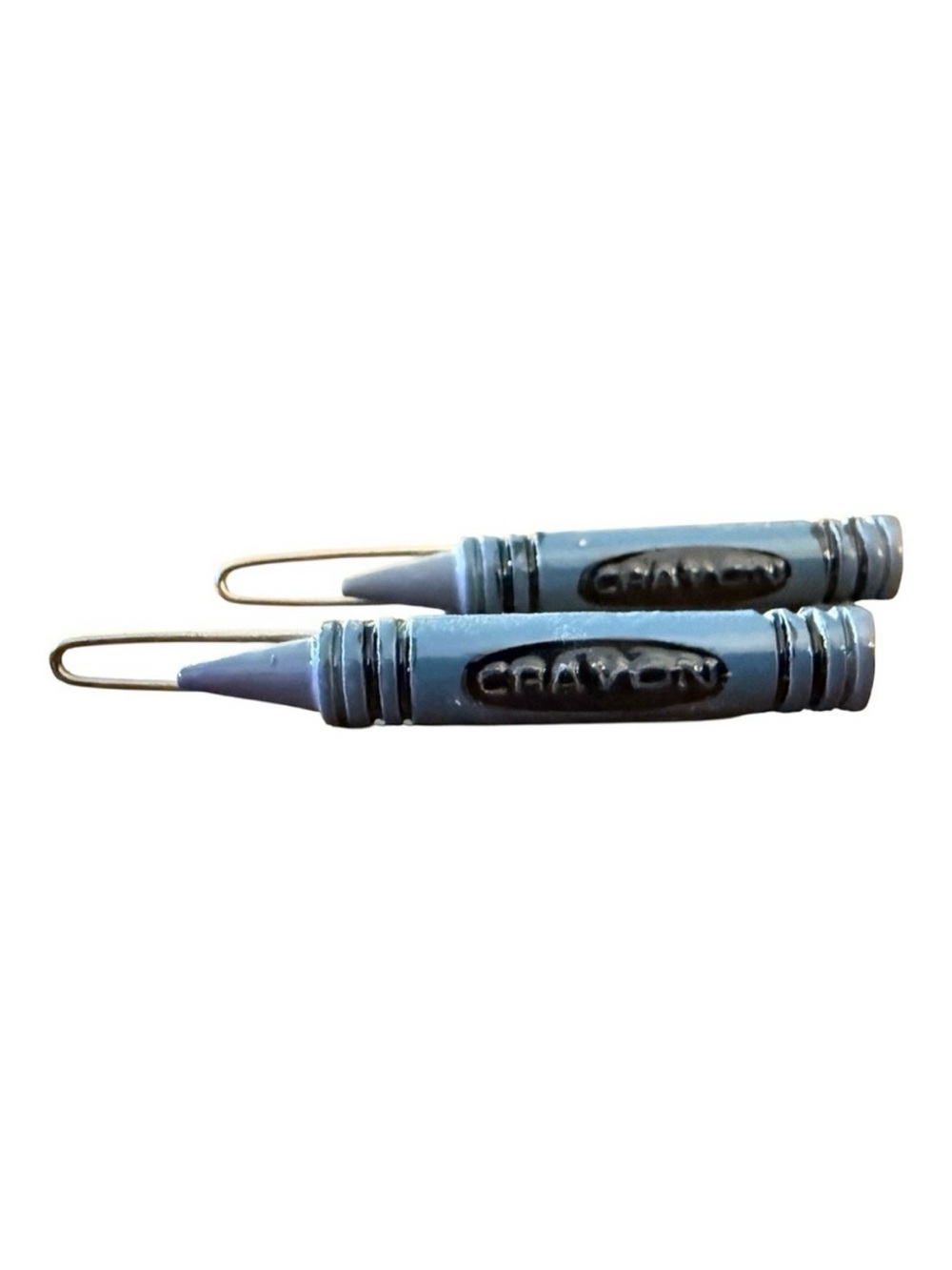 1970s Vintage Blue Crayon Metalโ Barrettes Hair Clips, Deadstock, 2โ Long